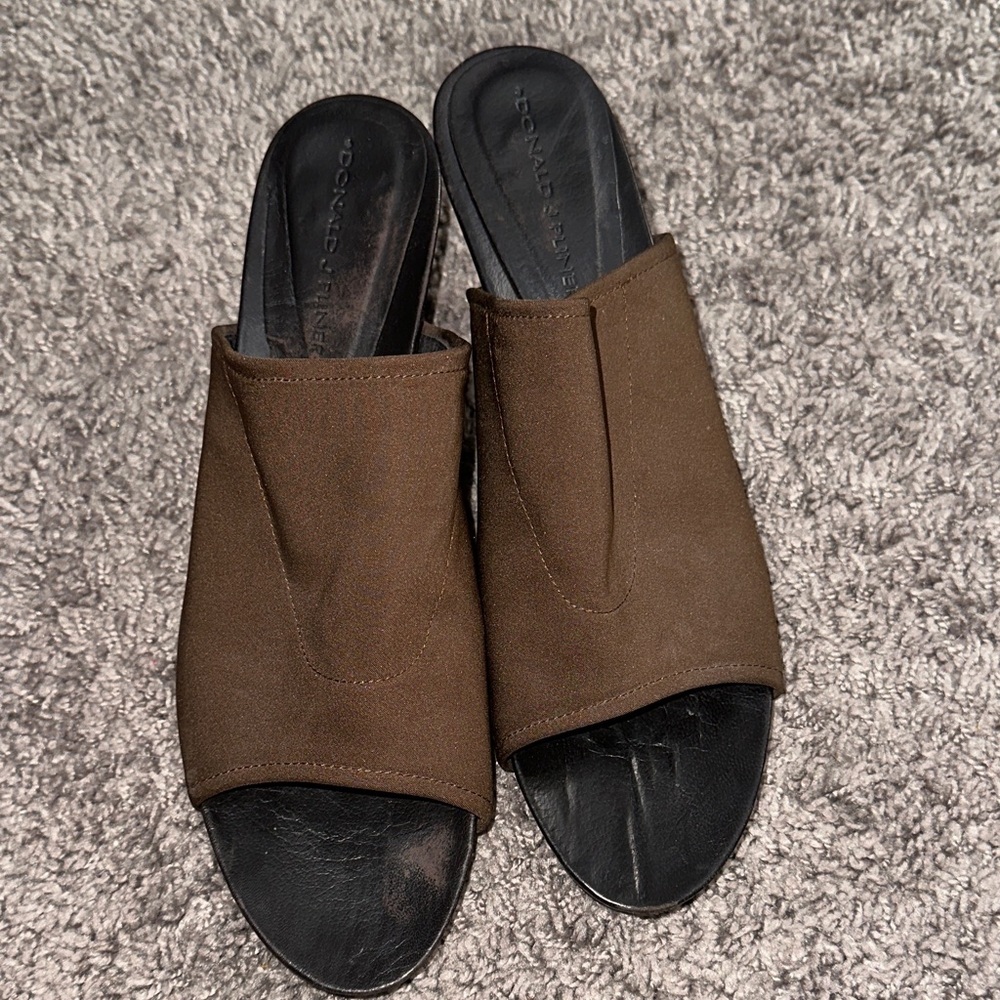 Donald J. Pliner Dark Brown Slide Heels